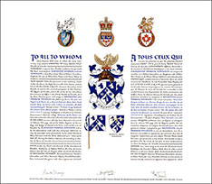 Letters patent granting heraldic emblems to Alexander Derrick Townson