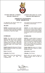 Letters patent approving the heraldic emblems of Aerospace Engineering of the Royal Canadian Air Force