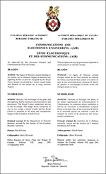 Lettres patentes approuvant les emblèmes héraldiques du génie électronique et des communications – (air) de l’Aviation royale canadienne