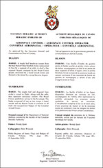 Letters patent approving the heraldic emblems of Aerospace Control / Aerospace Control Operator of the Royal Canadian Air Force