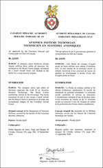 Letters patent approving the heraldic emblems of an Avionics Systems Technician of the Royal Canadian Air Force