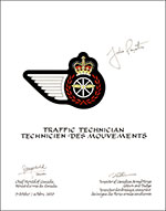 Letters patent approving the heraldic emblems of the Traffic Technician of the Royal Canadian Air Force