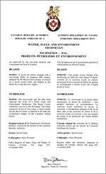 Letters patent approving the heraldic emblems of the Water, Fuels and Environment Technician of the Royal Canadian Air Force