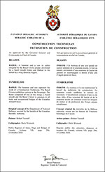 Letters patent approving the heraldic emblems of the Construction Technician of the Royal Canadian Air Force