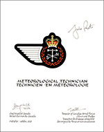 Letters patent approving the heraldic emblems of the Meteorological Technician of the Royal Canadian Air Force