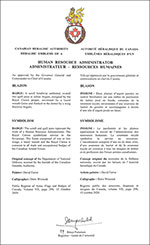 Letters patent approving the heraldic emblems of Human Resource Administrator of the Royal Canadian Air Force