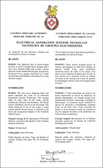 Letters patent approving the heraldic emblems of Electrical Generation Systems Technician of the Royal Canadian Air Force