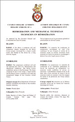 Letters patent approving the heraldic emblems of the Refrigeration and Mechanical Technician of the Royal Canadian Air Force