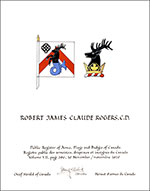 Letters patent granting heraldic emblems to Robert James Claude Rogers