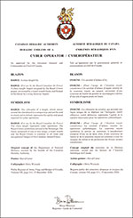 Letters patent approving the heraldic emblems of a Cyber Operator of the Canadian Armed Forces