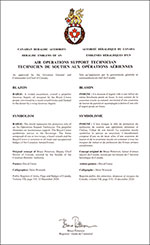 Letters patent approving the heraldic emblems of an Air Operations Support Technician of the Royal Canadian Air Force