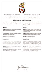 Letters patent registering the heraldic emblems of Tarlton Fleming-Parsons