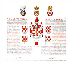 Letters patent granting heraldic emblems to Gordie Dennis Wiebe