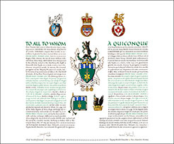 Letters patent granting heraldic emblems to Brian James Jerome Cole