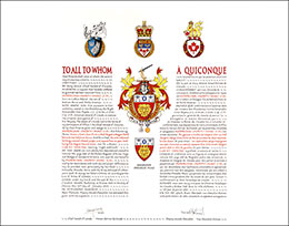 Letters patent granting heraldic emblems to Mordechai (Morty) Minc