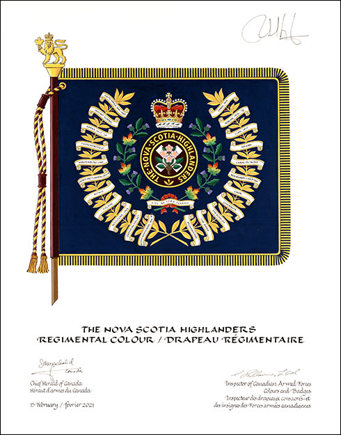 Lettres patentes approuvant les emblèmes héraldiques de The Nova Scotia Highlanders