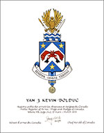 Letters patent granting heraldic emblems to Yan J. Kevin Bolduc