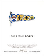 Letters patent granting heraldic emblems to Yan J. Kevin Bolduc