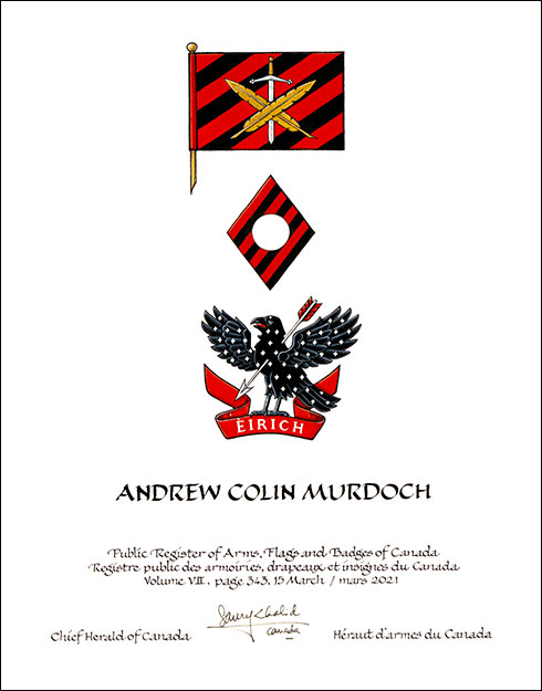 Letters patent granting heraldic emblems to Andrew Colin Murdoch