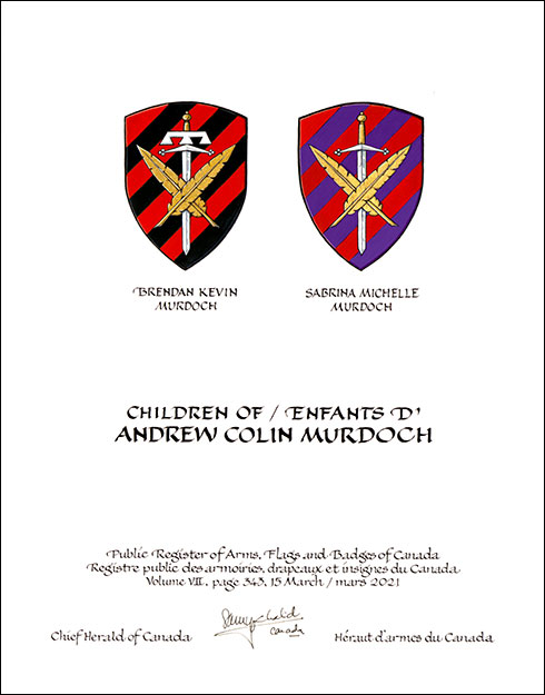 Letters patent granting heraldic emblems to Andrew Colin Murdoch Letters patent granting heraldic emblems to Andrew Colin Murdoch