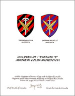 Letters patent granting heraldic emblems to Andrew Colin Murdoch