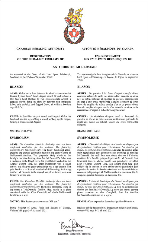 Arms of Ian Christie McDermaid Arms of Ian Christie McDermaid