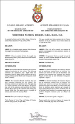 Letters patent registering the heraldic emblems of Mortimer Patrick Bogert