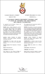 Letters patent approving the heraldic emblems of the 4 Canadian Forces Movement Control Unit