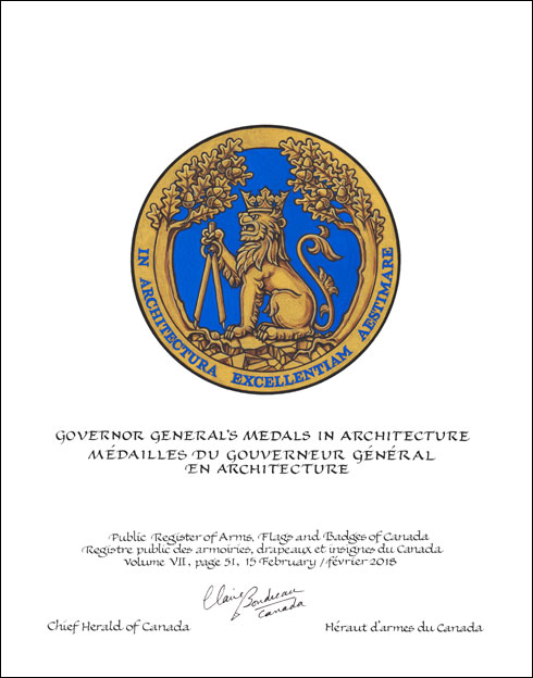 Letters patent granting heraldic emblems to The Royal Architectural Institute of Canada