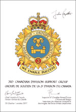 Letters patent approving the heraldic emblems of the 3rd Canadian Division Support Group