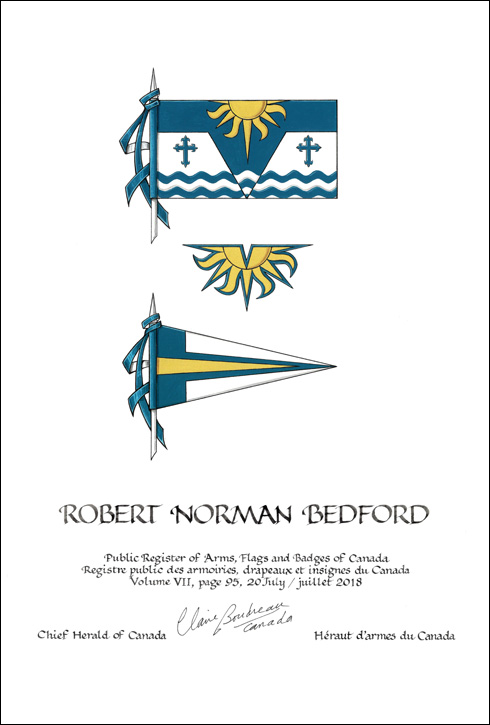 Lettres patentes concédant des emblèmes héraldiques à Robert Norman Bedford