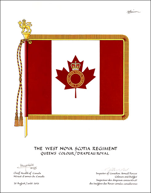 Lettres patentes approuvant les emblèmes héraldiques de The West Nova Scotia Regiment