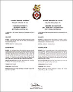 Letters patent approving the heraldic emblems of the Canadian Forces Support Group (Ottawa-Gatineau)