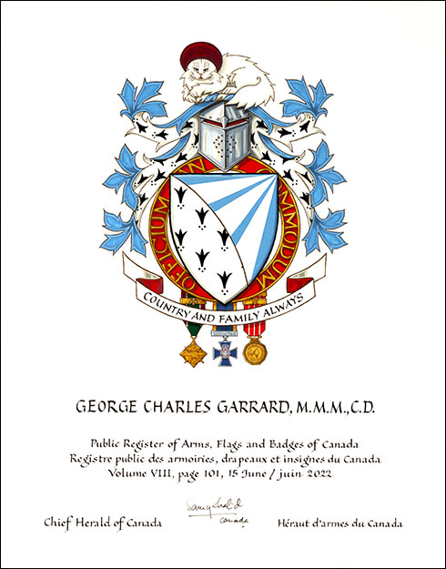 Lettres patentes concédant des emblèmes héraldiques à George Charles Garrard