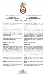 Letters patent registering the heraldic emblems of John Hannan McDougald