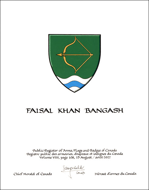 Letters patent granting heraldic emblems to Faisal Khan Bangash Letters patent granting heraldic emblems to Faisal Khan Bangash