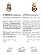 Letters patent granting heraldic emblems to Theodore Papadatos