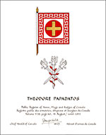 Letters patent granting heraldic emblems to Theodore Papadatos