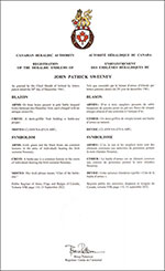 Arms of John Patrick Sweeney