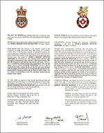 Letters patent granting heraldic emblems to Joshua Robert Spencer Traptow