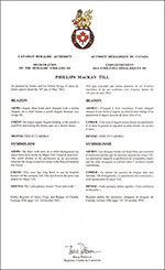 Letters patent registering the heraldic emblems of Phillips MacKay Till