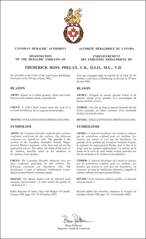 Arms of Frederick Ross Phelan Arms of Frederick Ross Phelan