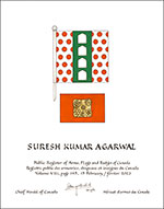 Letters patent granting heraldic emblems to Suresh Kumar Agarwal