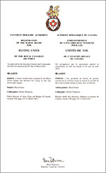 Letters patent registering the badge frame for Flying Units of the Royal Canadian Air Force