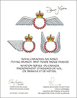 Letters patent registering the badge frame for Flying Units of the Royal Canadian Air Force