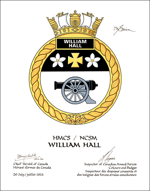 Letters patent approving the Badge of HMCS William Hall