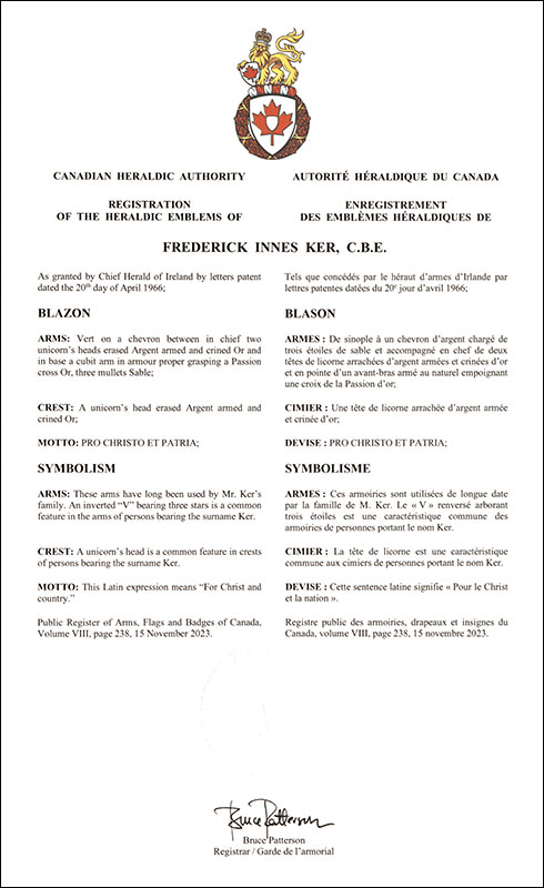 Arms of Frederick Innes Ker