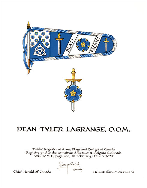 Letters patent granting heraldic emblems to Dean Tyler LaGrange