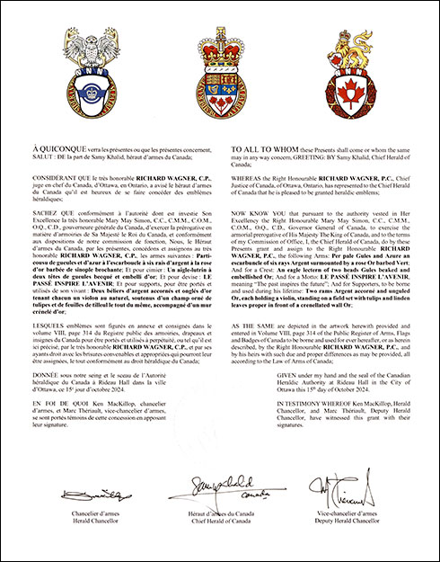 Letters patent granting heraldic emblems to Richard Wagner