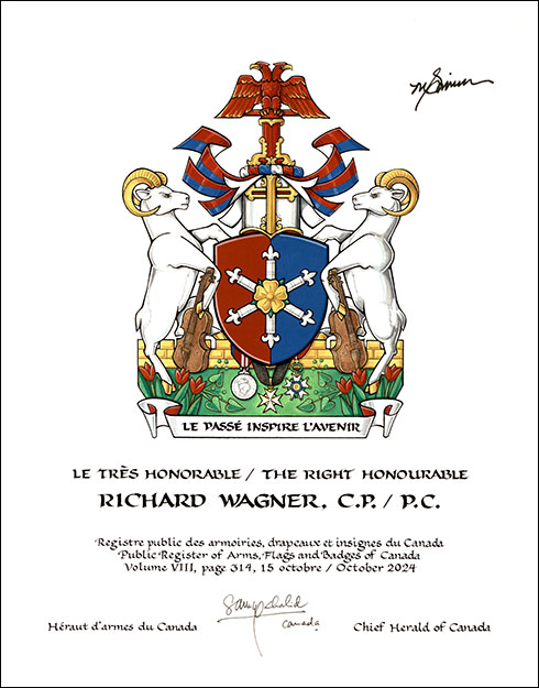 Letters patent granting heraldic emblems to Richard Wagner